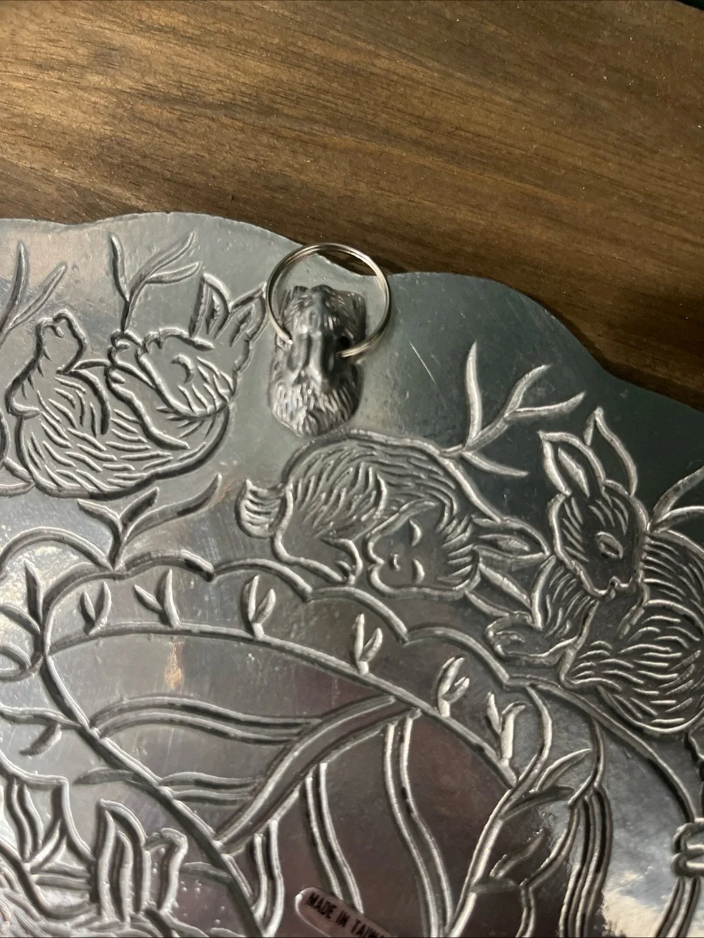 Arthur Court Silver-Tone Bunny Relief Serving Platter/Trivet